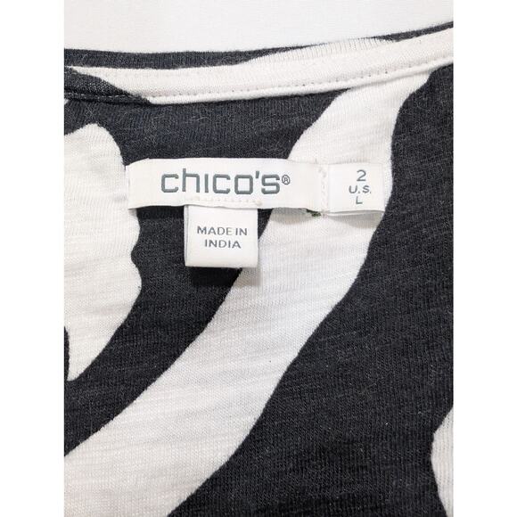 Chico’s Black White Abstract Print Sleeveless Tank Top Size L - Picture 5 of 6